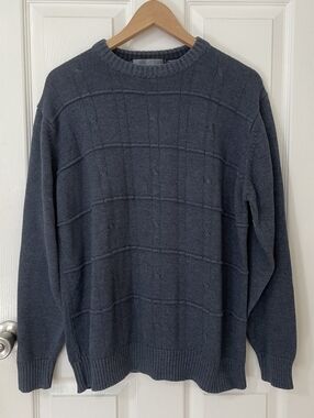 Oscar de la Renta Men's Crewneck Sweater - Slate Blue Size XL